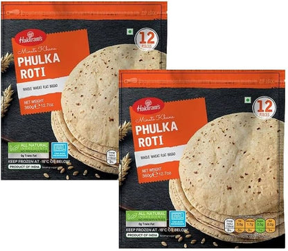 Haldiram's Phulka Roti 360g - Soft Whole Wheat Flatbread Ready To Heat